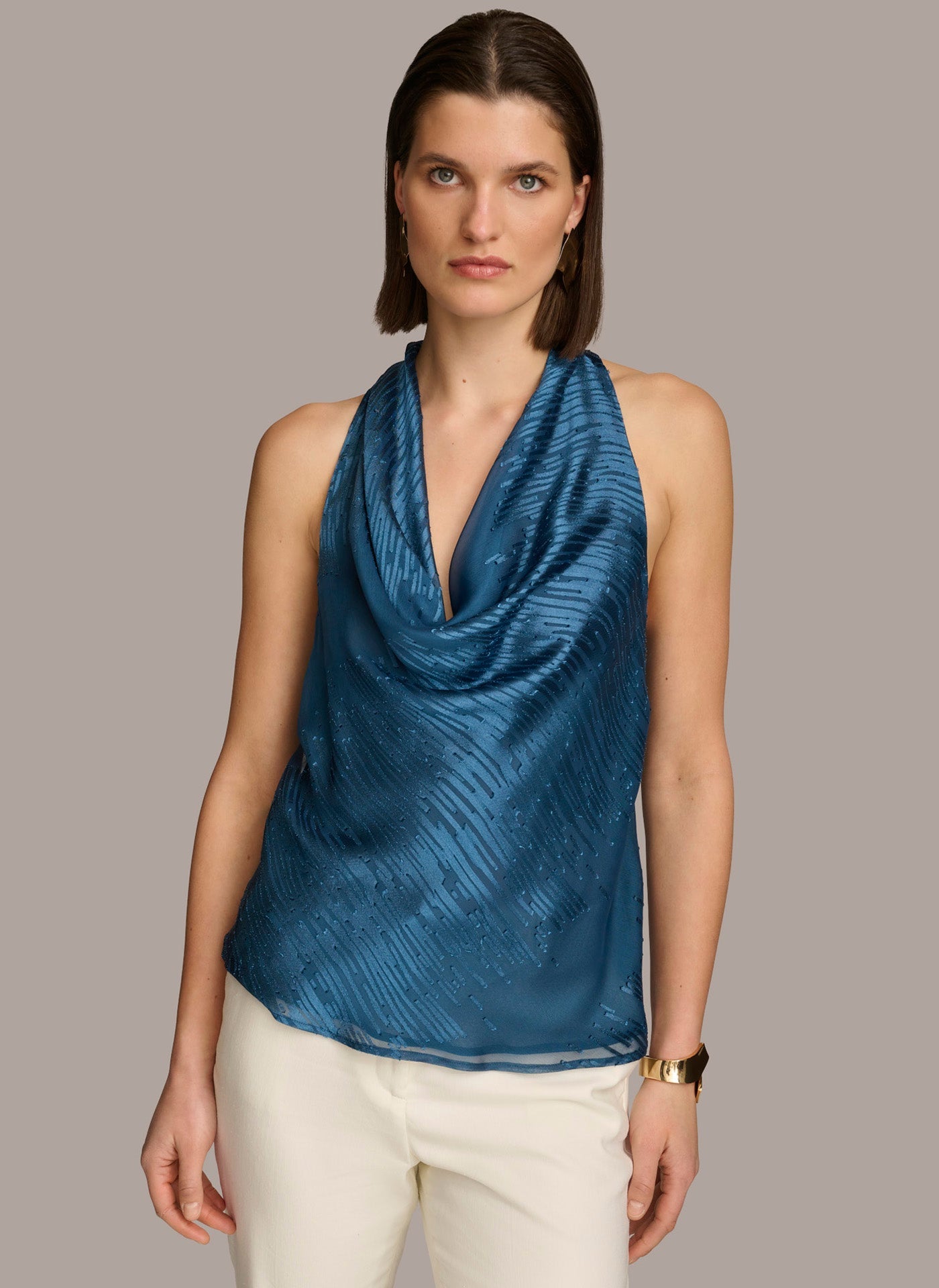 Donna Karan | BURNOUT COWL NECK TOP