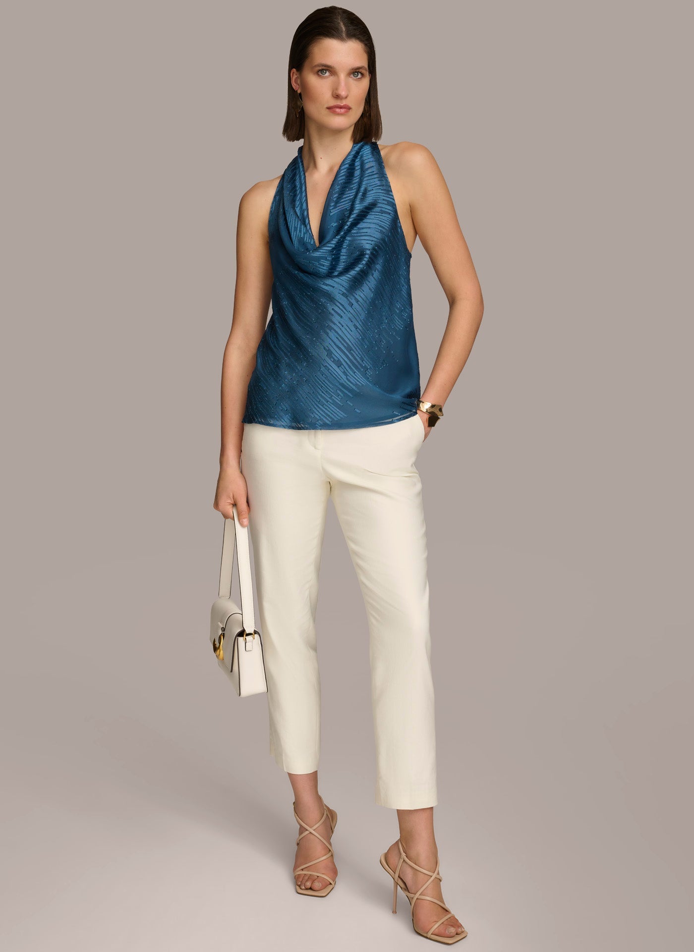 Donna Karan | BURNOUT COWL NECK TOP