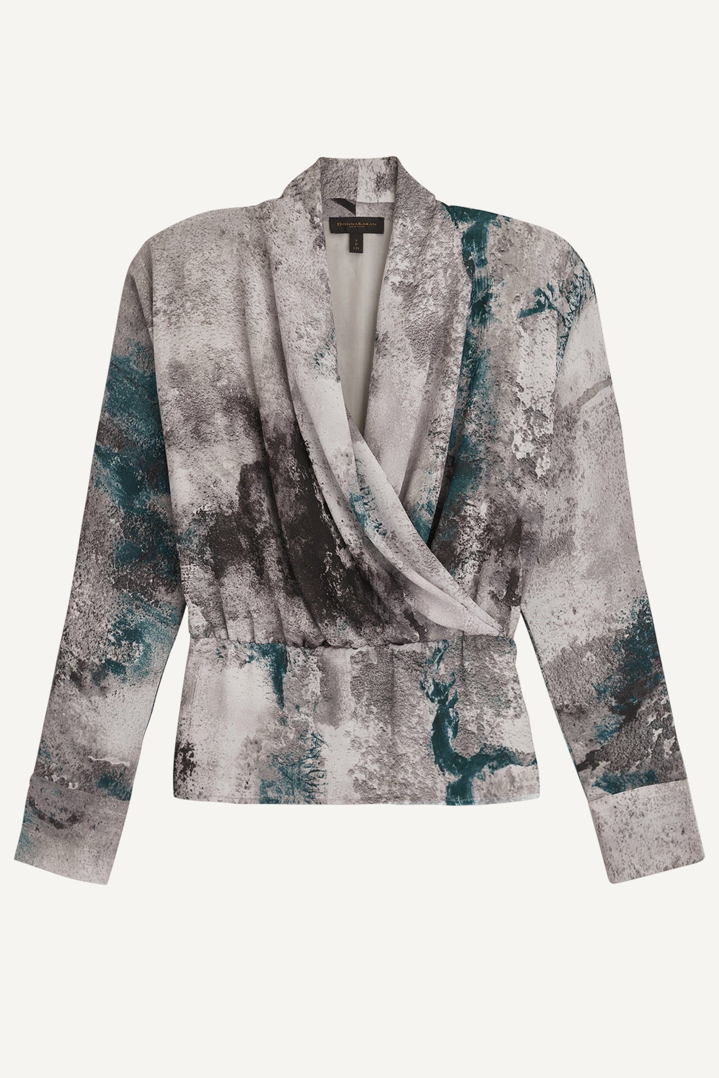 Donna Karan | PRINTED FAUX WRAP BLOUSE