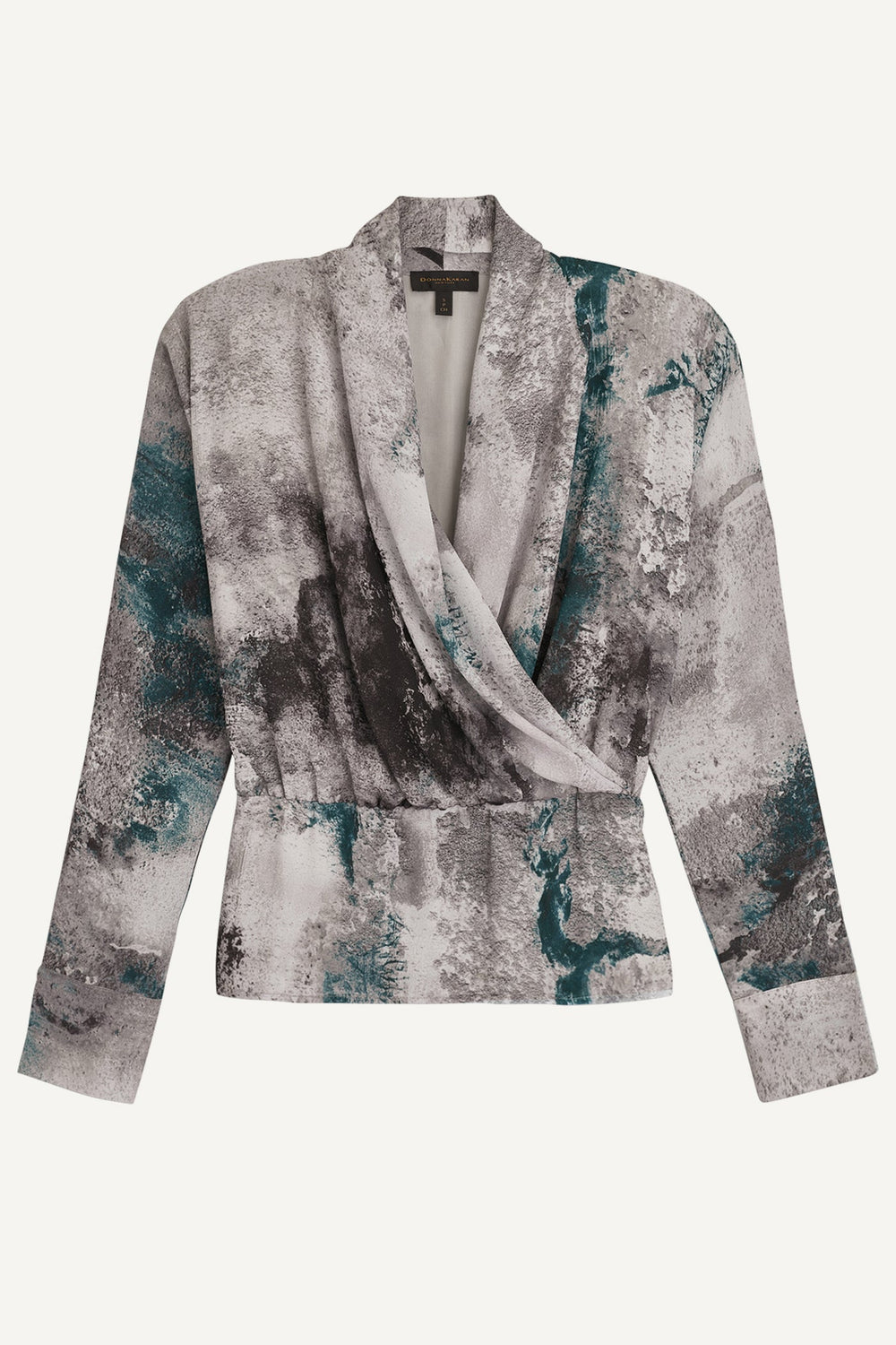 Donna Karan | PRINTED FAUX WRAP BLOUSE