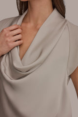 Donna Karan | MIXED MEDIA COWL-NECK TOP