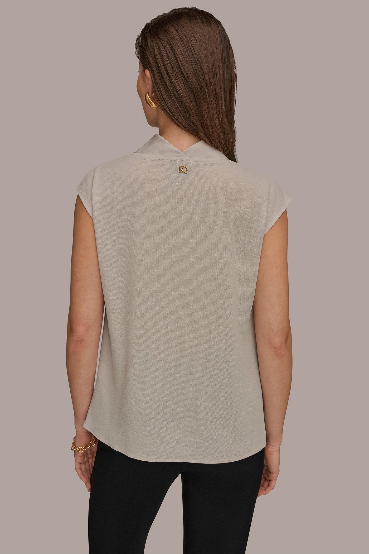 Donna Karan | MIXED MEDIA COWL-NECK TOP