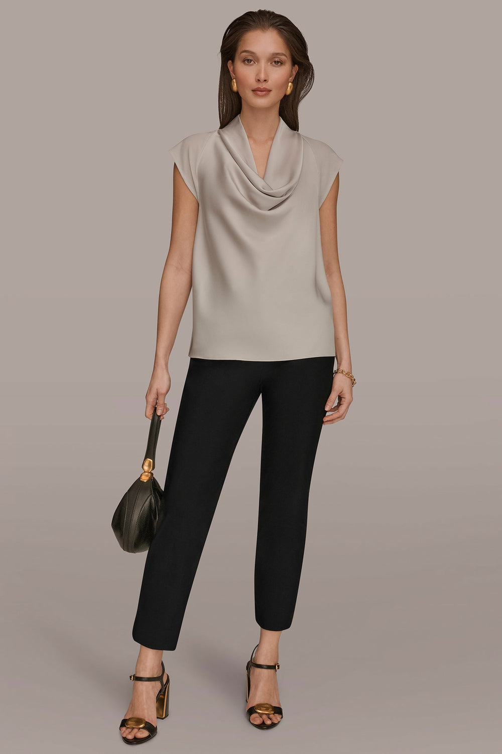 Donna Karan | MIXED MEDIA COWL-NECK TOP