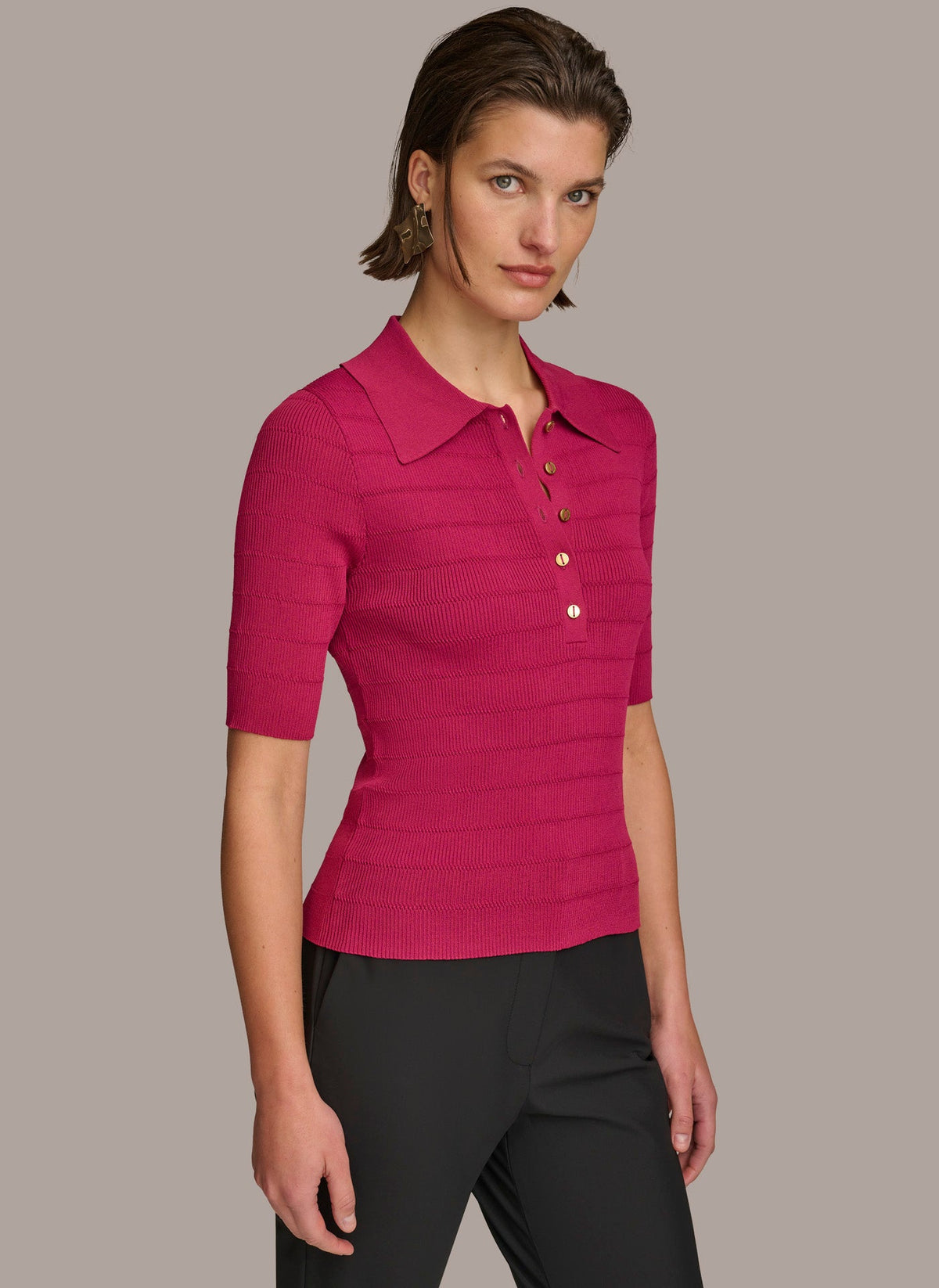 Donna Karan | COLLAR BUTTON TOP
