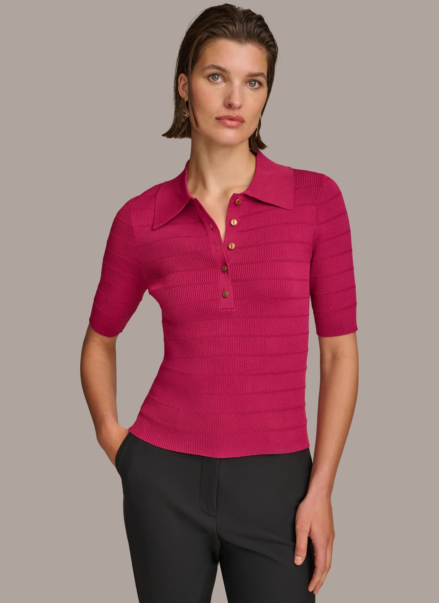 Donna Karan | COLLAR BUTTON TOP