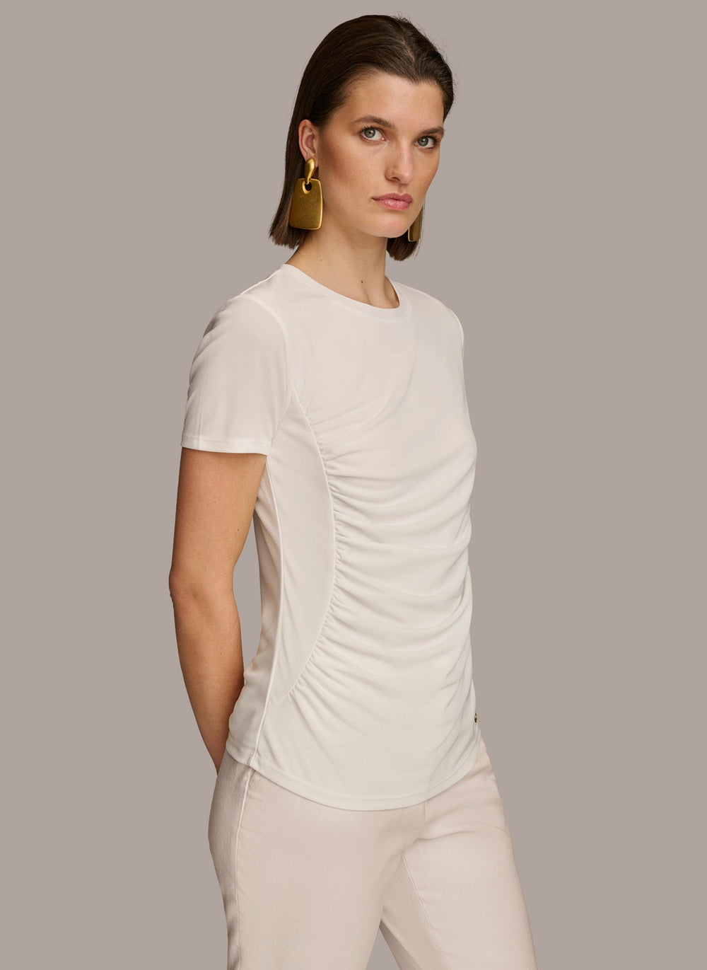 Donna Karan | CREW NECK RUCHED TEE