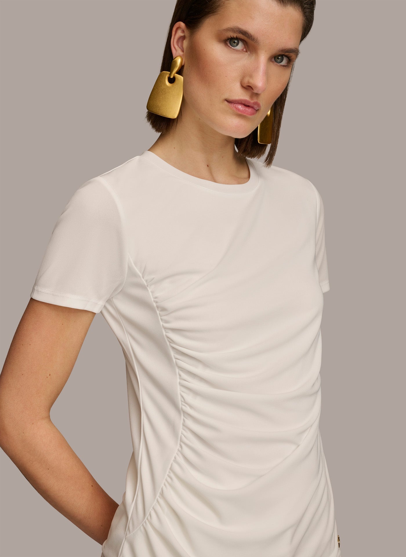 Donna Karan | CREW NECK RUCHED TEE
