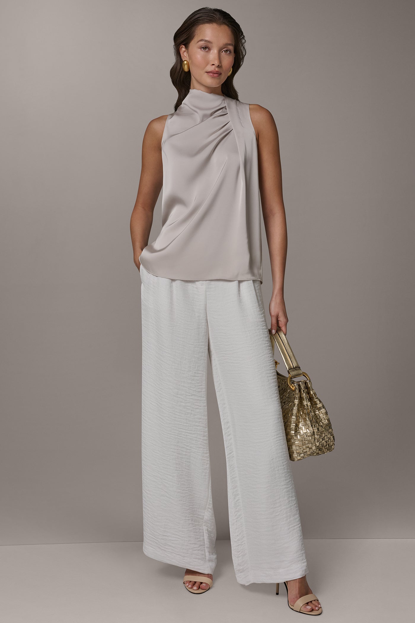 Donna Karan | TWIST DRAPE SHOULDER BLOUSE