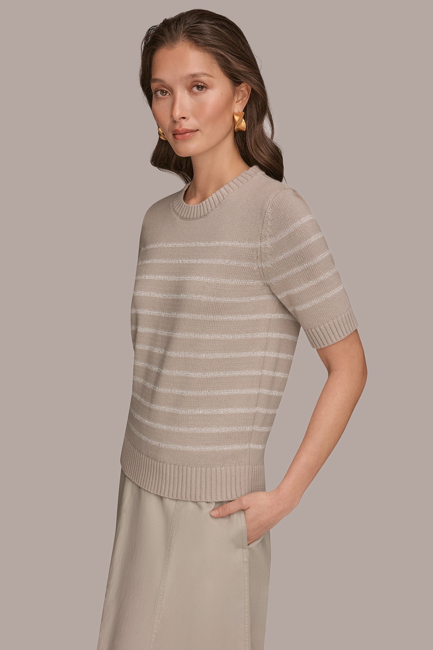 Donna Karan | SEQUIN STRIPE SWEATER
