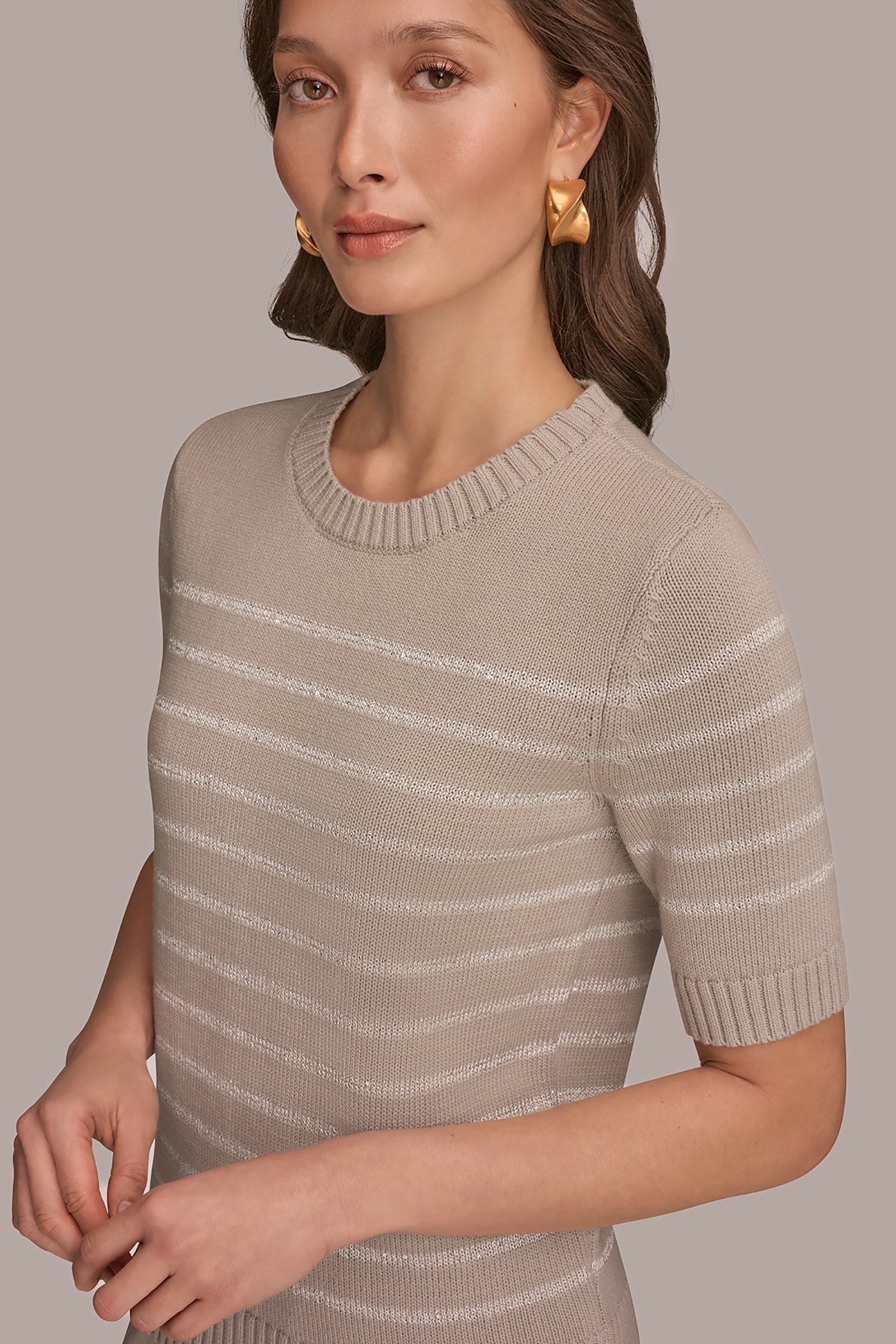 Donna Karan | SEQUIN STRIPE SWEATER