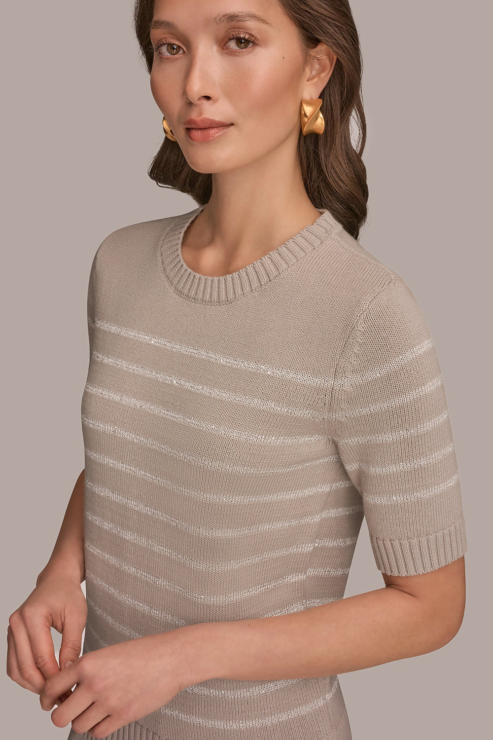 Donna Karan | SEQUIN STRIPE SWEATER