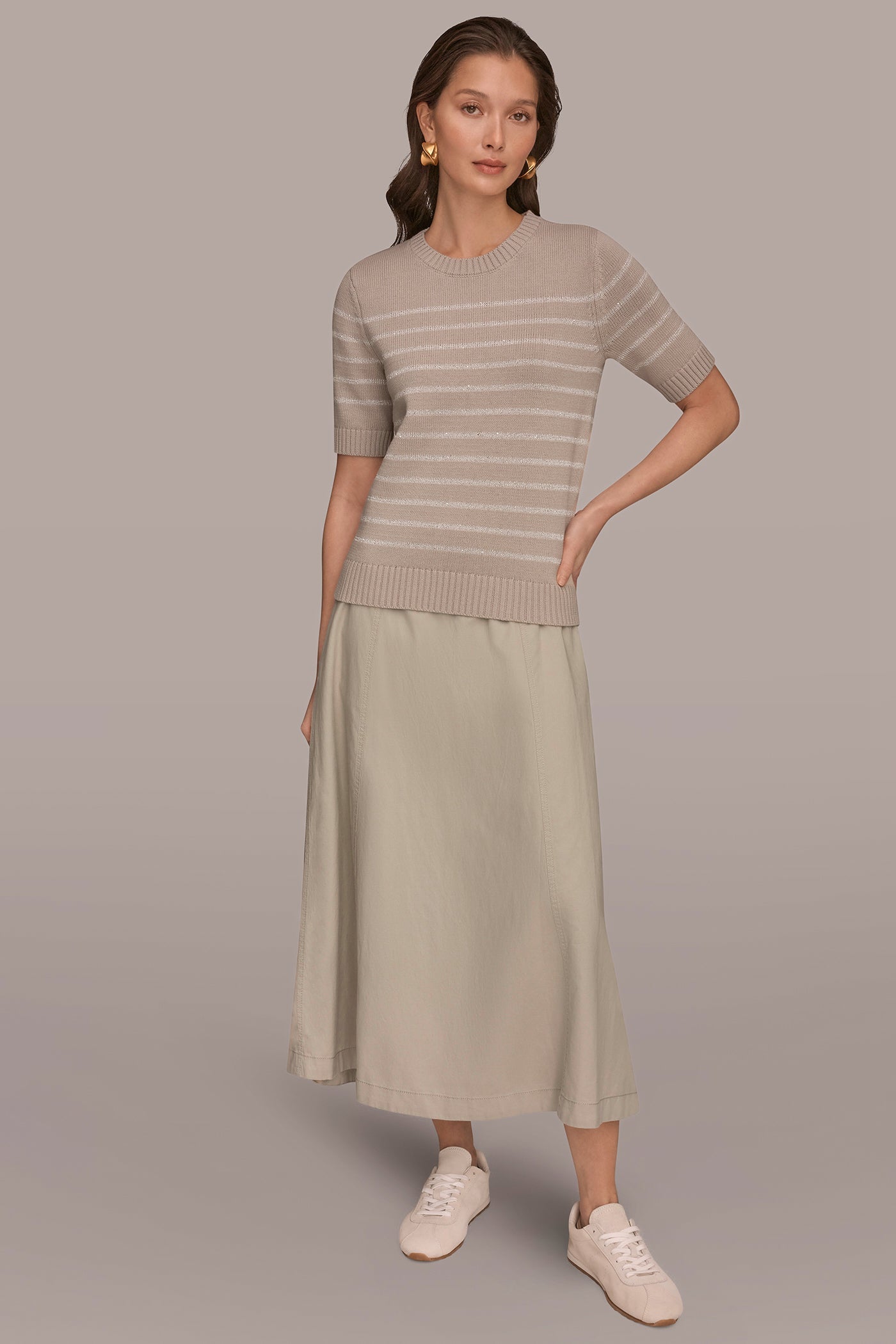 Donna Karan | SEQUIN STRIPE SWEATER