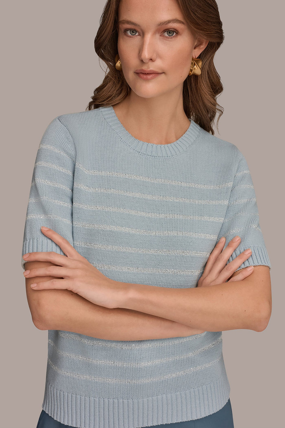 Donna Karan | SEQUIN STRIPE SWEATER