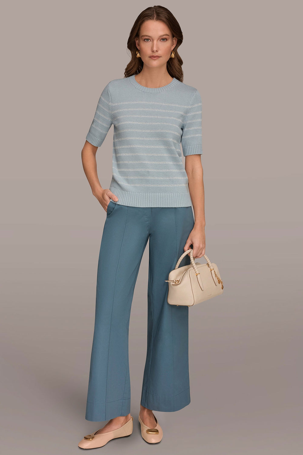 Donna Karan | SEQUIN STRIPE SWEATER