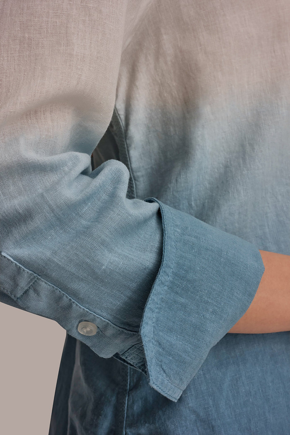 Donna Karan | LINEN-BLEND DIP-DYED STRIPED SHIRT