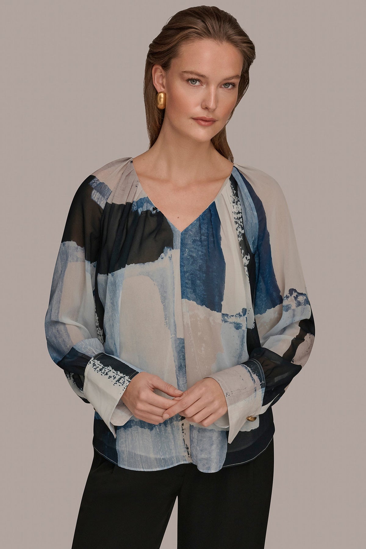 Donna Karan | PRINTED CHIFFON TOP