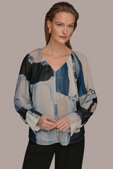 Donna Karan | PRINTED CHIFFON TOP