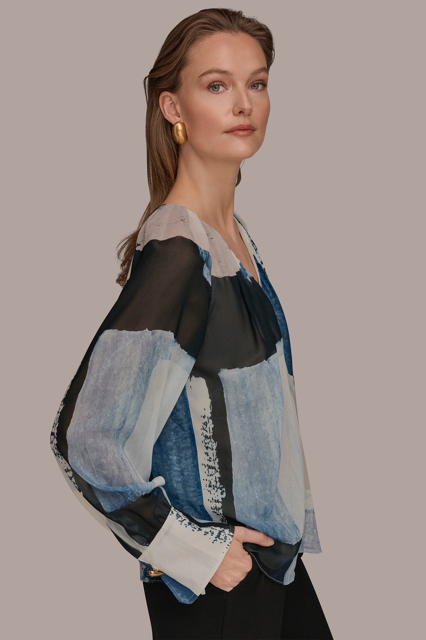 Donna Karan | PRINTED CHIFFON TOP