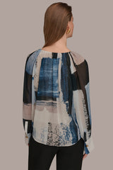 Donna Karan | PRINTED CHIFFON TOP