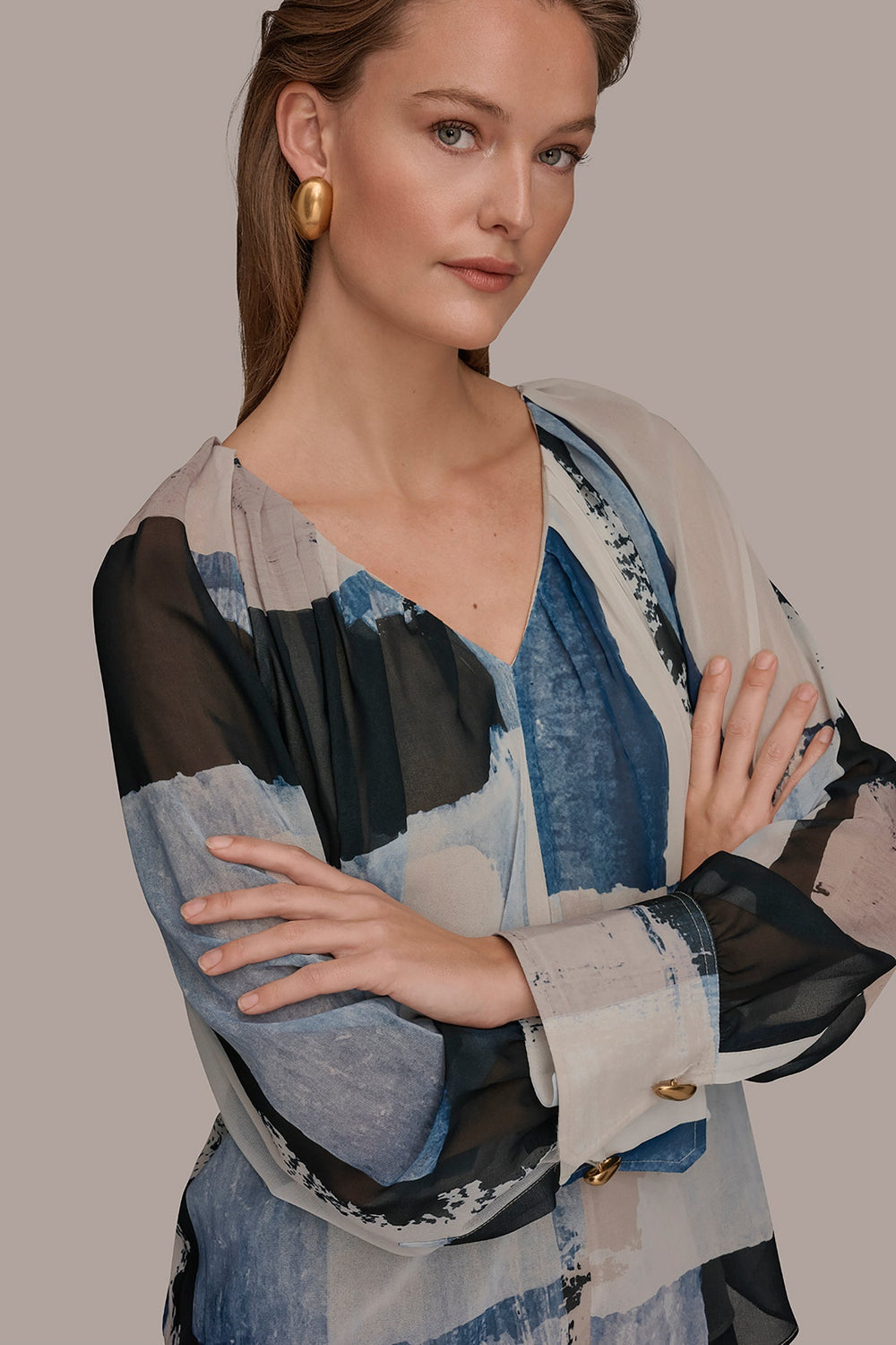 Donna Karan | PRINTED CHIFFON TOP