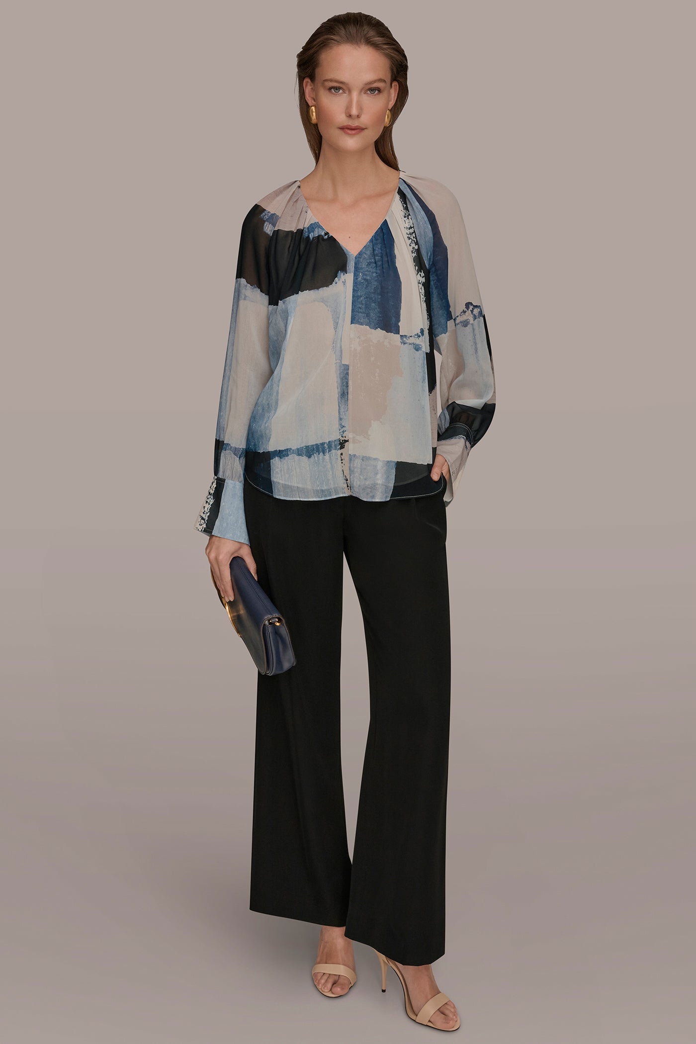 Donna Karan | PRINTED CHIFFON TOP