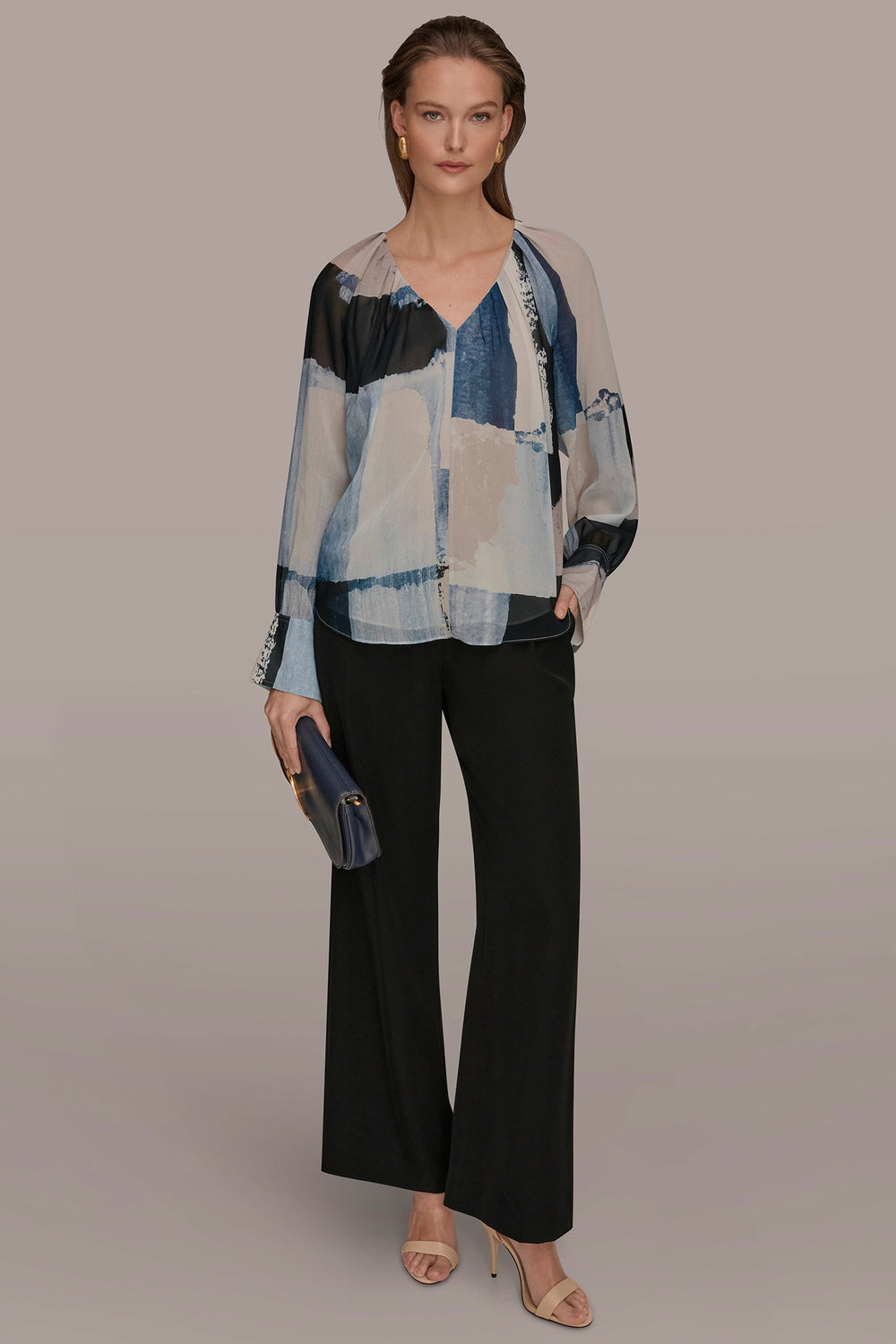 Donna Karan | PRINTED CHIFFON TOP