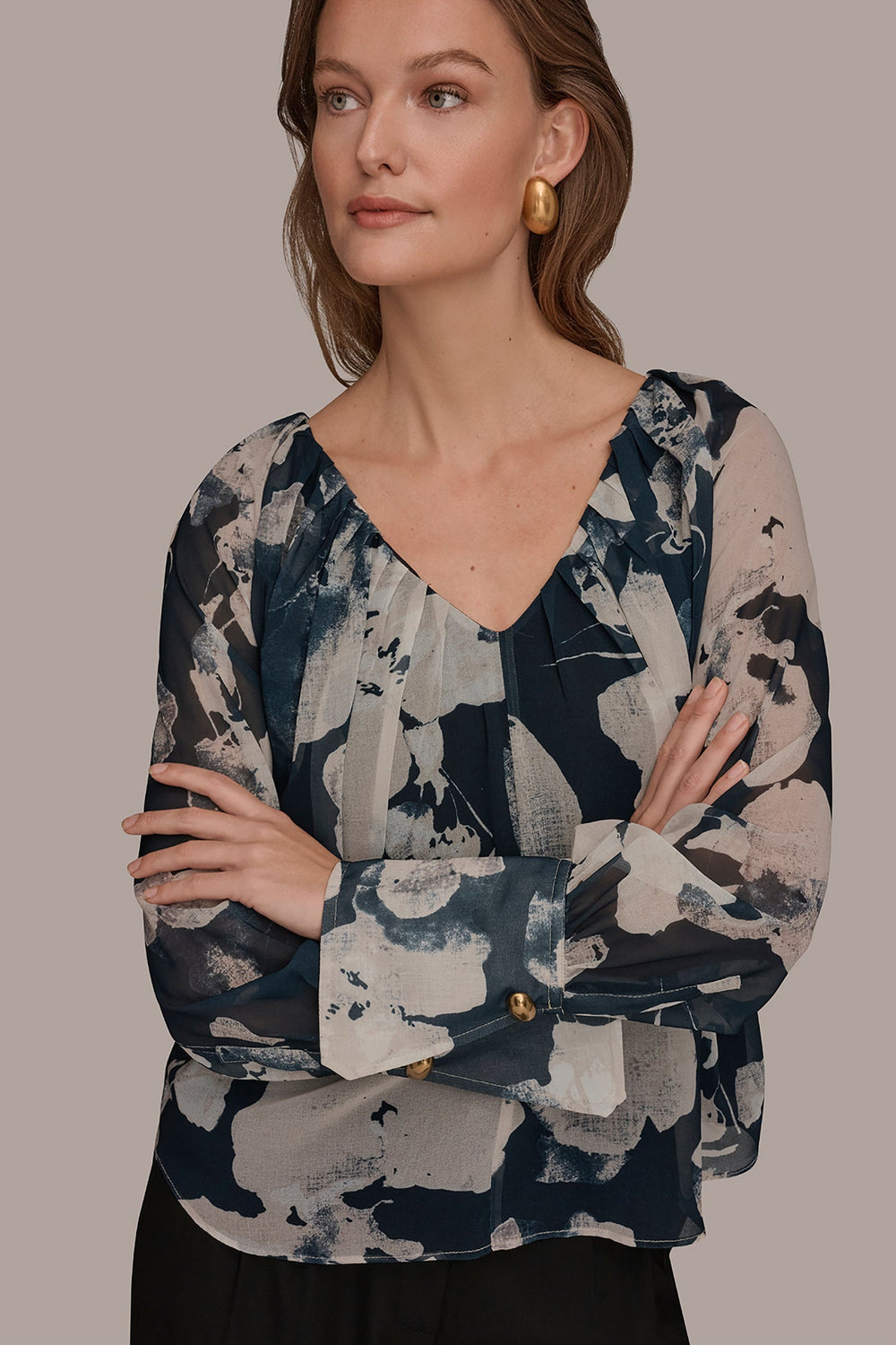 Donna Karan | PRINTED CHIFFON TOP