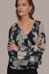 Donna Karan | PRINTED CHIFFON TOP