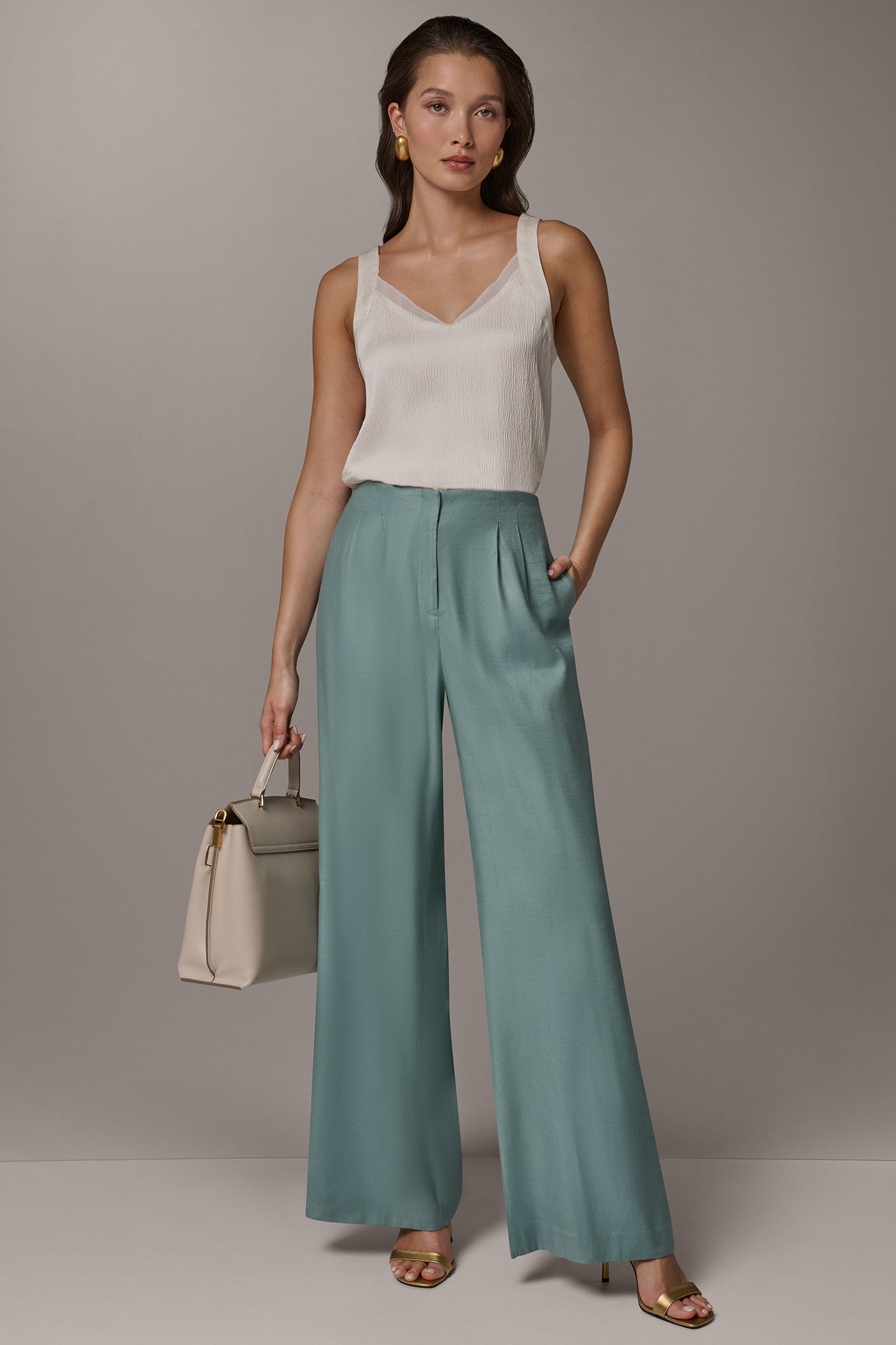 Donna Karan | EXTRA HIGH-RISE PLEATED WIDE-LEG PANT