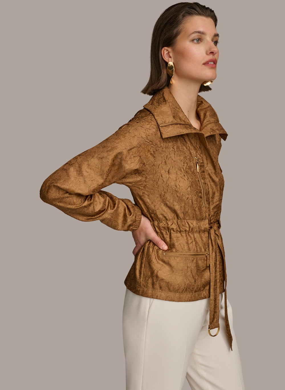 Donna Karan | TEXTURE BELTED WRAP JACKET