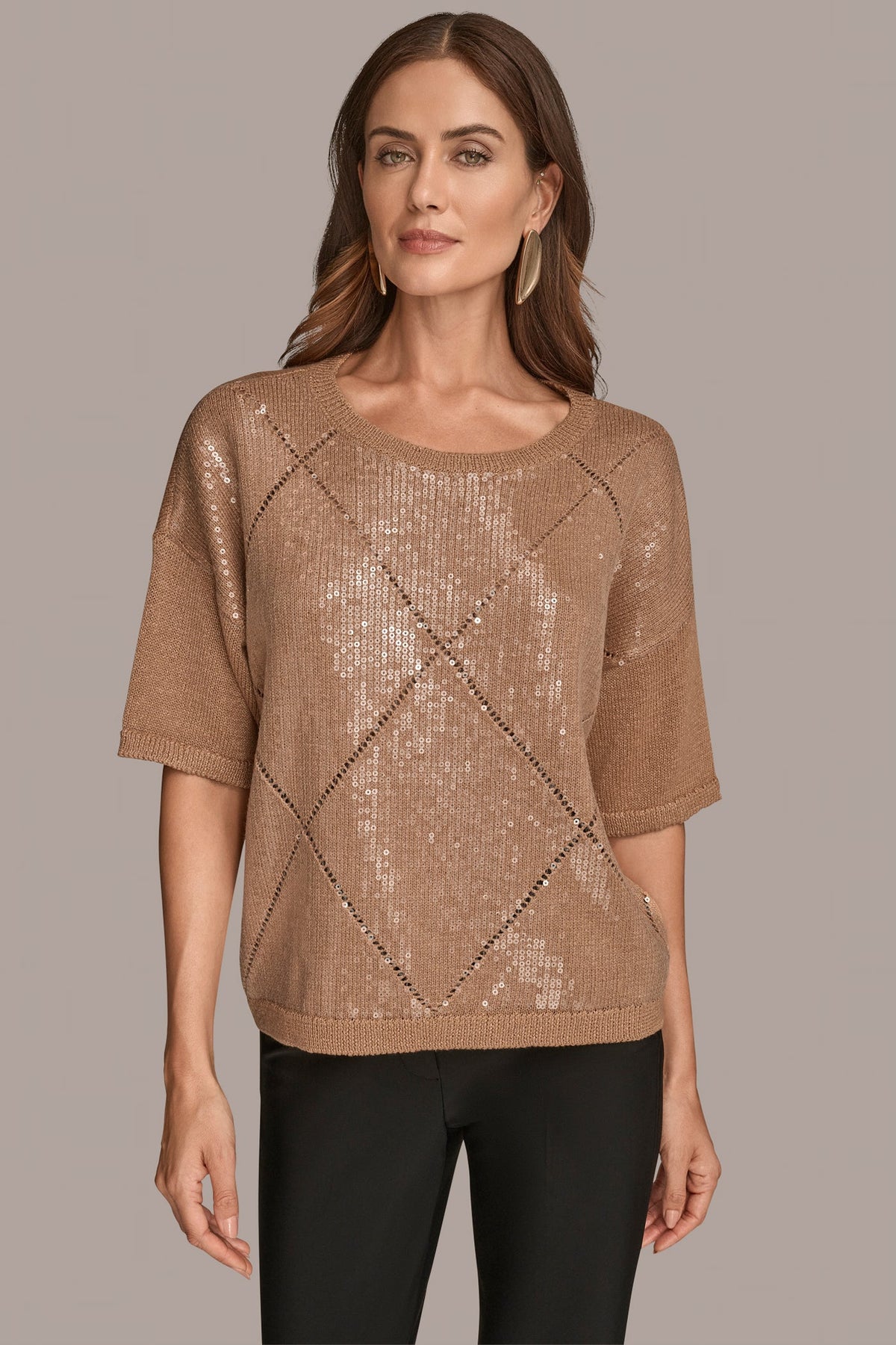 Donna Karan | ELBOW-SLEEVE SEQUIN SWEATER