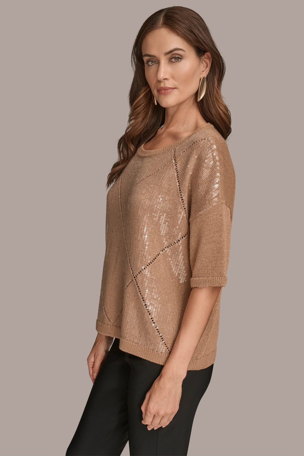 Donna Karan | ELBOW-SLEEVE SEQUIN SWEATER