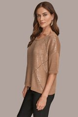 Donna Karan | ELBOW-SLEEVE SEQUIN SWEATER
