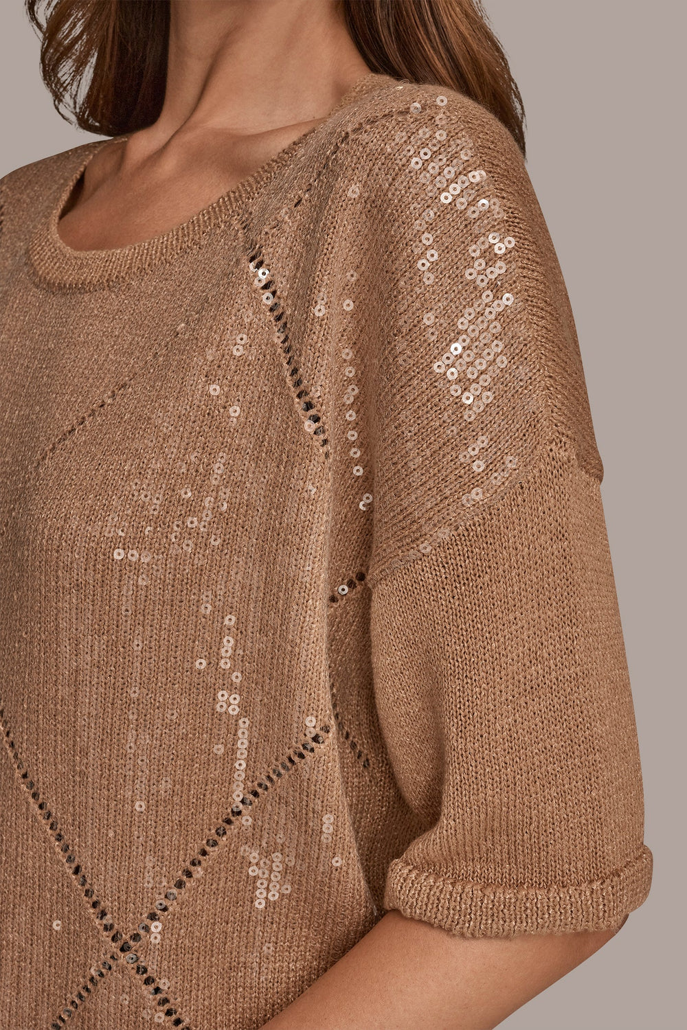 Donna Karan | ELBOW-SLEEVE SEQUIN SWEATER