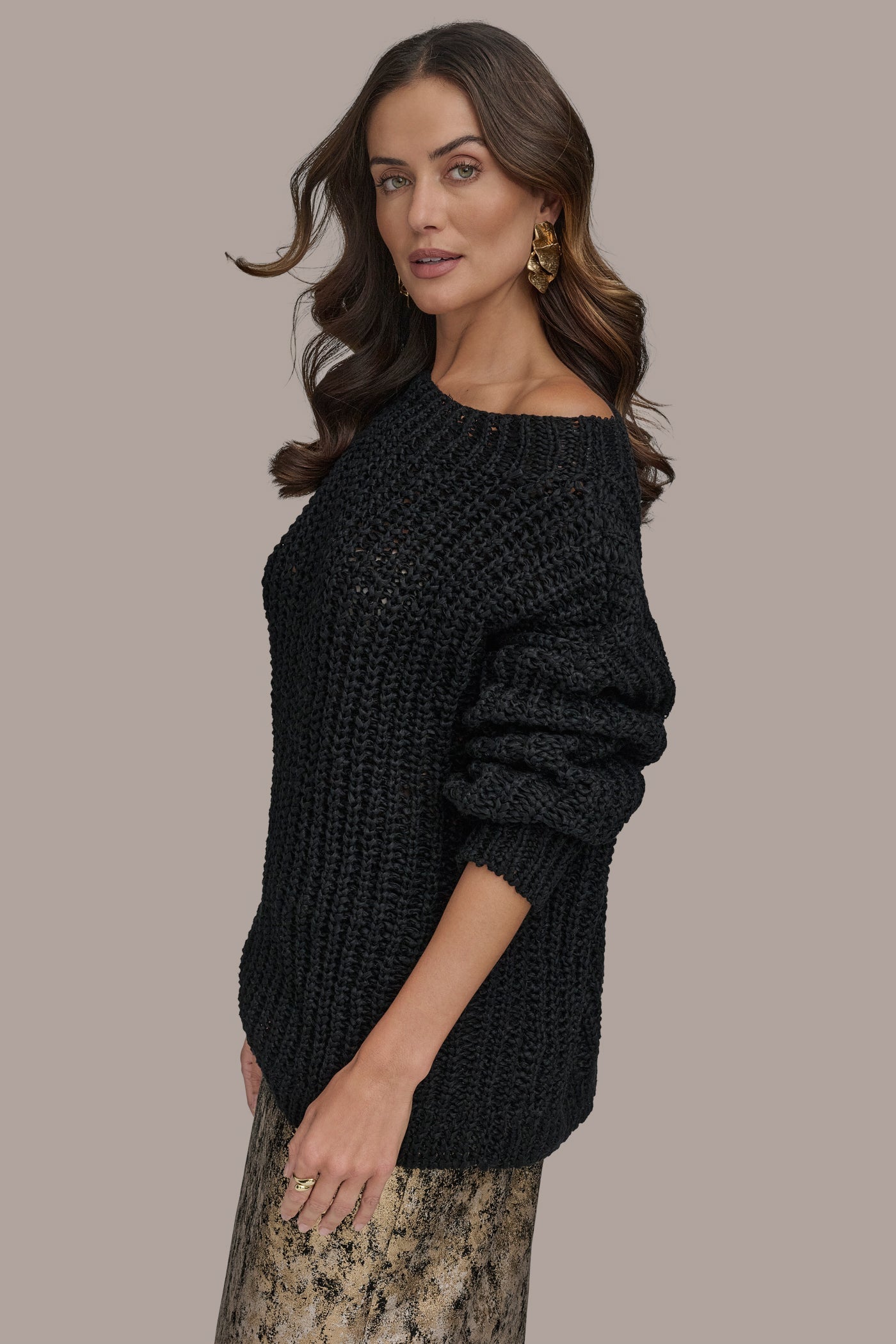Donna Karan | OPEN STITCH DOLMAN SWEATER