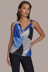 Donna Karan | PRINTED COWL NECK TOP