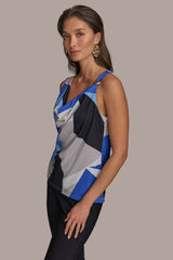 Donna Karan | PRINTED COWL NECK TOP