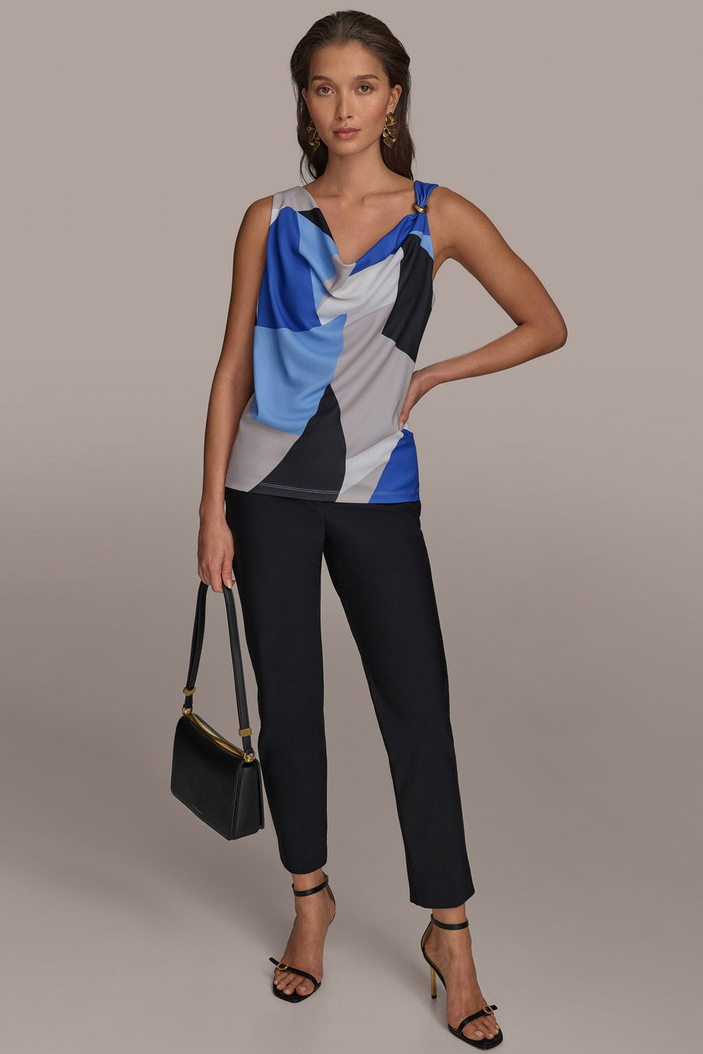 Donna Karan | PRINTED COWL NECK TOP