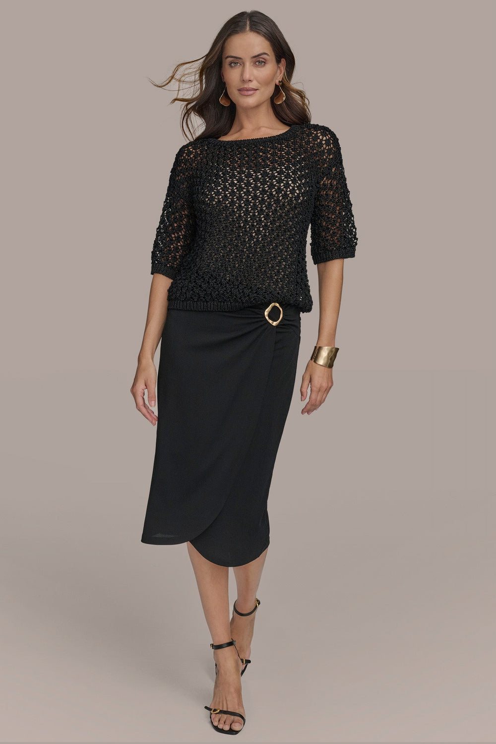 Donna Karan | OPEN STITCH CREW NECK TOP