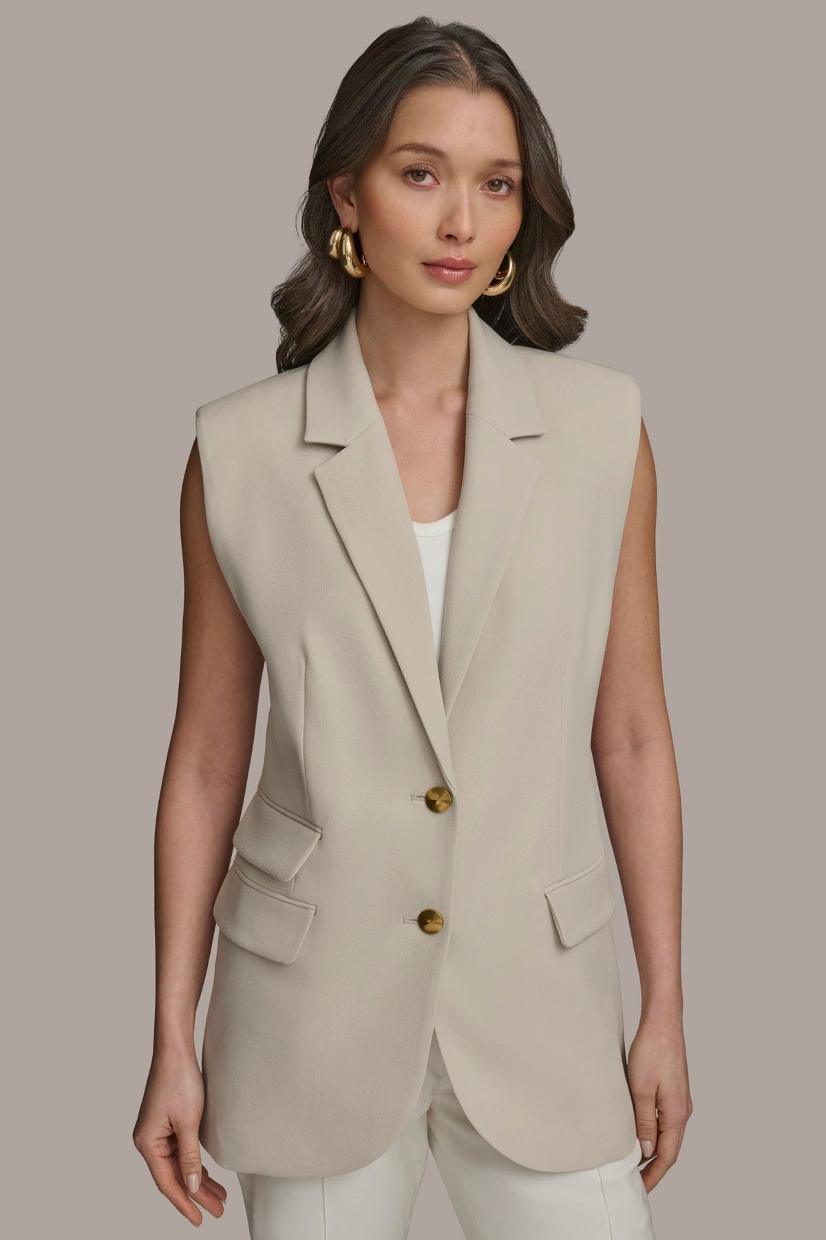 Donna Karan | BUTTON VEST WITH POCKET DETAIL