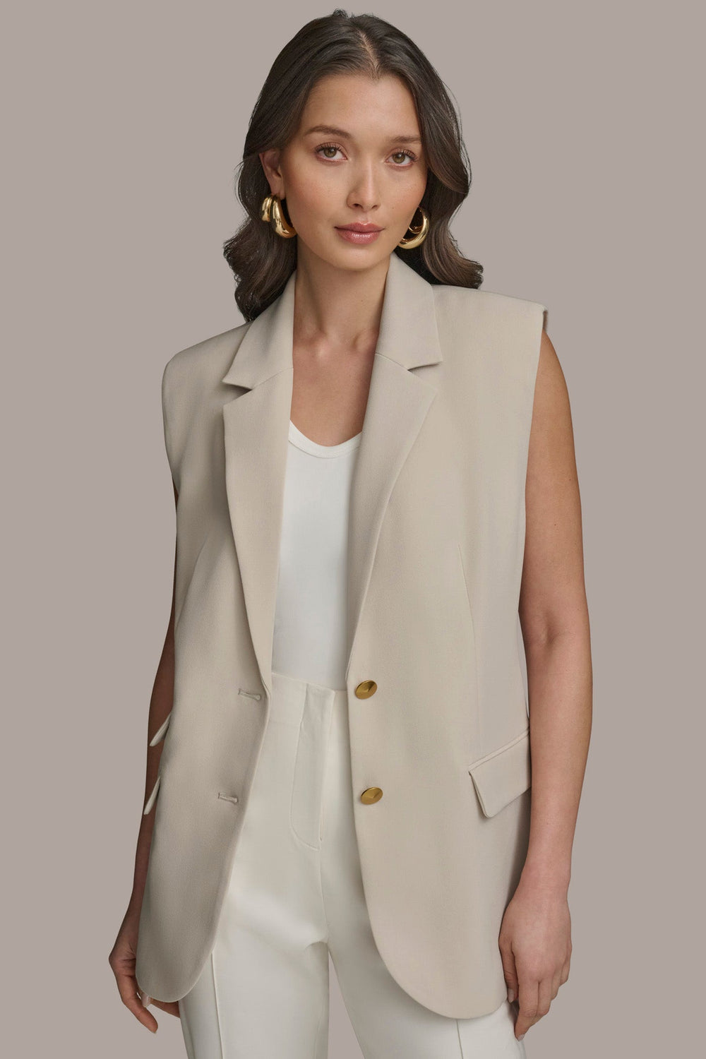 Donna Karan | BUTTON VEST WITH POCKET DETAIL