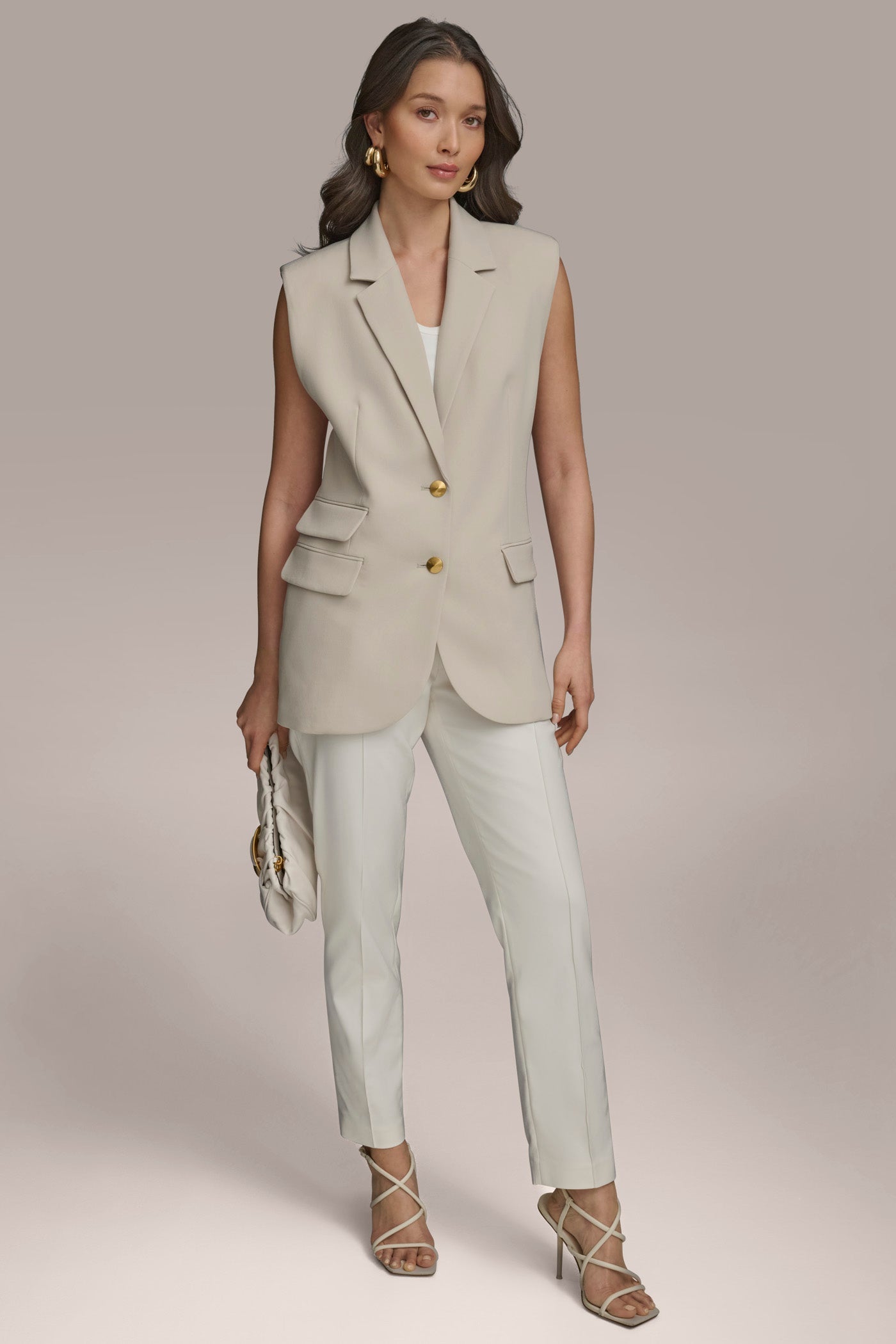 Donna Karan | BUTTON VEST WITH POCKET DETAIL