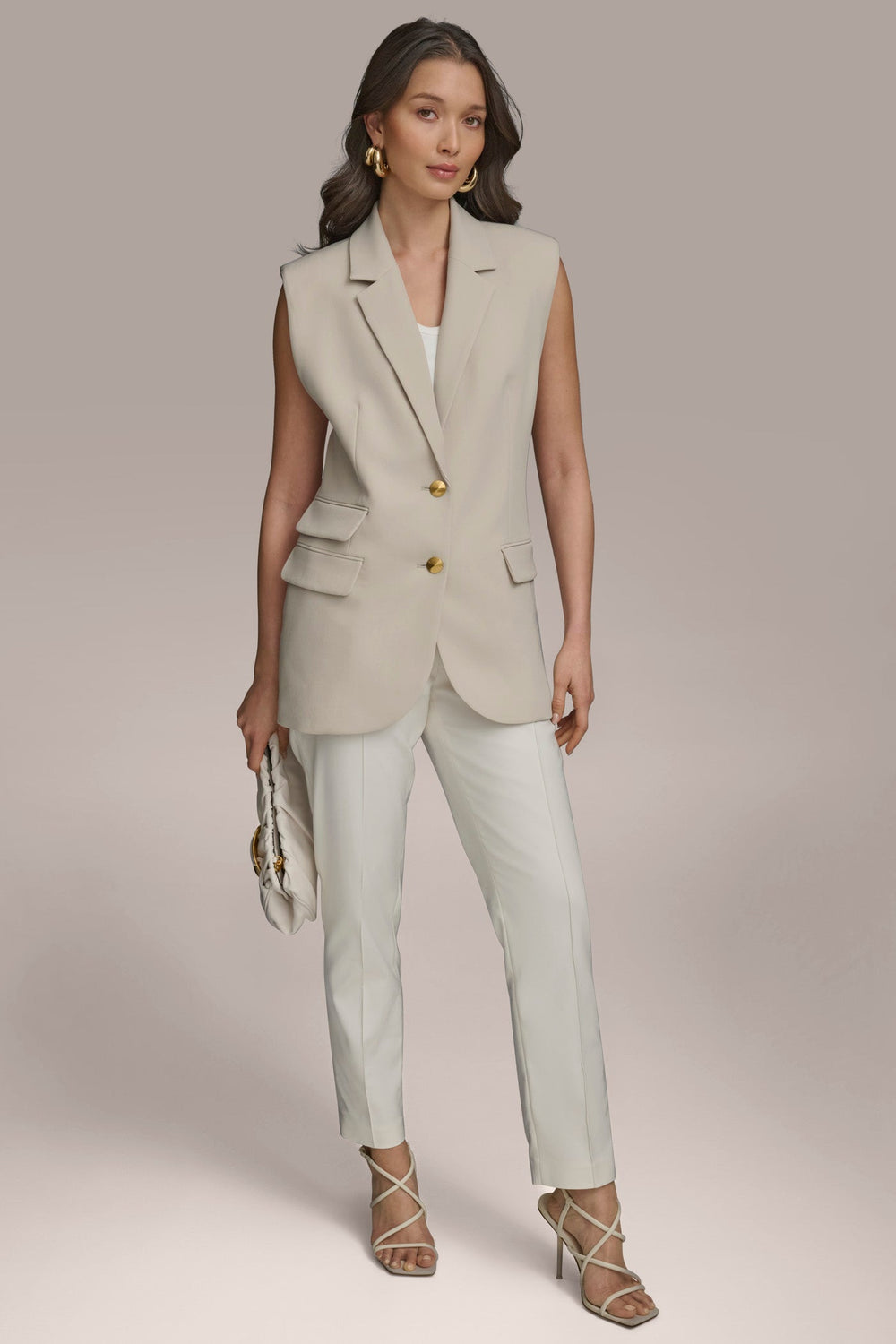 Donna Karan | BUTTON VEST WITH POCKET DETAIL