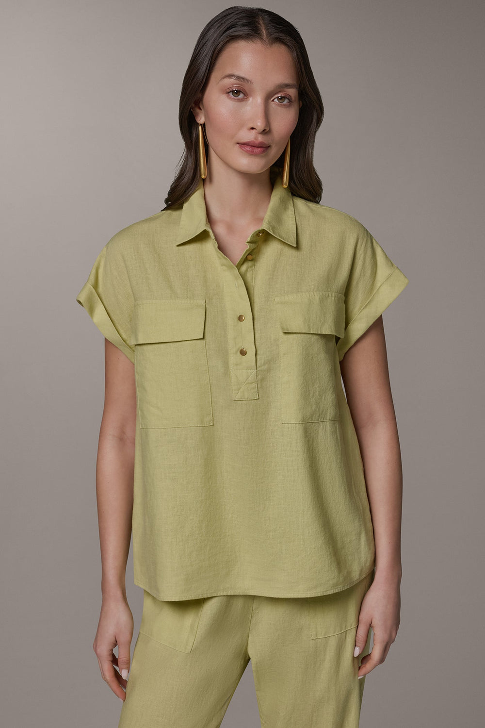 Donna Karan | CAP SLEEVE CAMP SHIRT