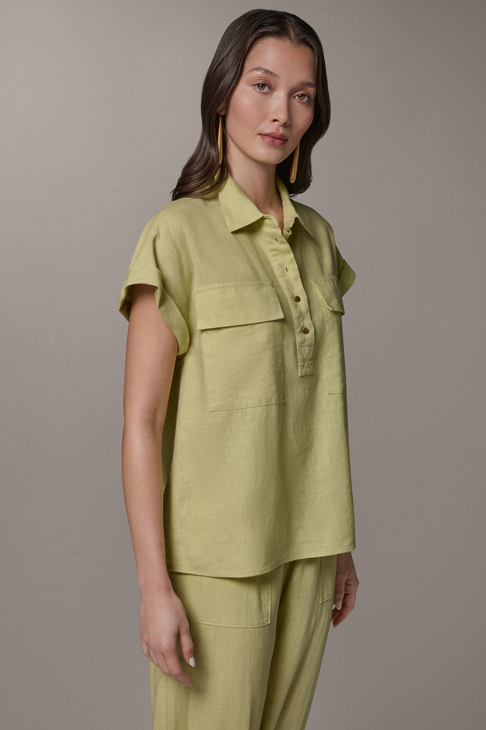 Donna Karan | CAP SLEEVE CAMP SHIRT