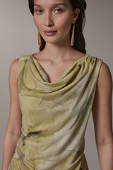 Donna Karan | SLEEVELESS COWL-NECK PRINT BLOUSE