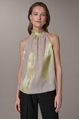 Donna Karan | SLEEVELESS METALLIC BRUSHSTROKE BLOUSE