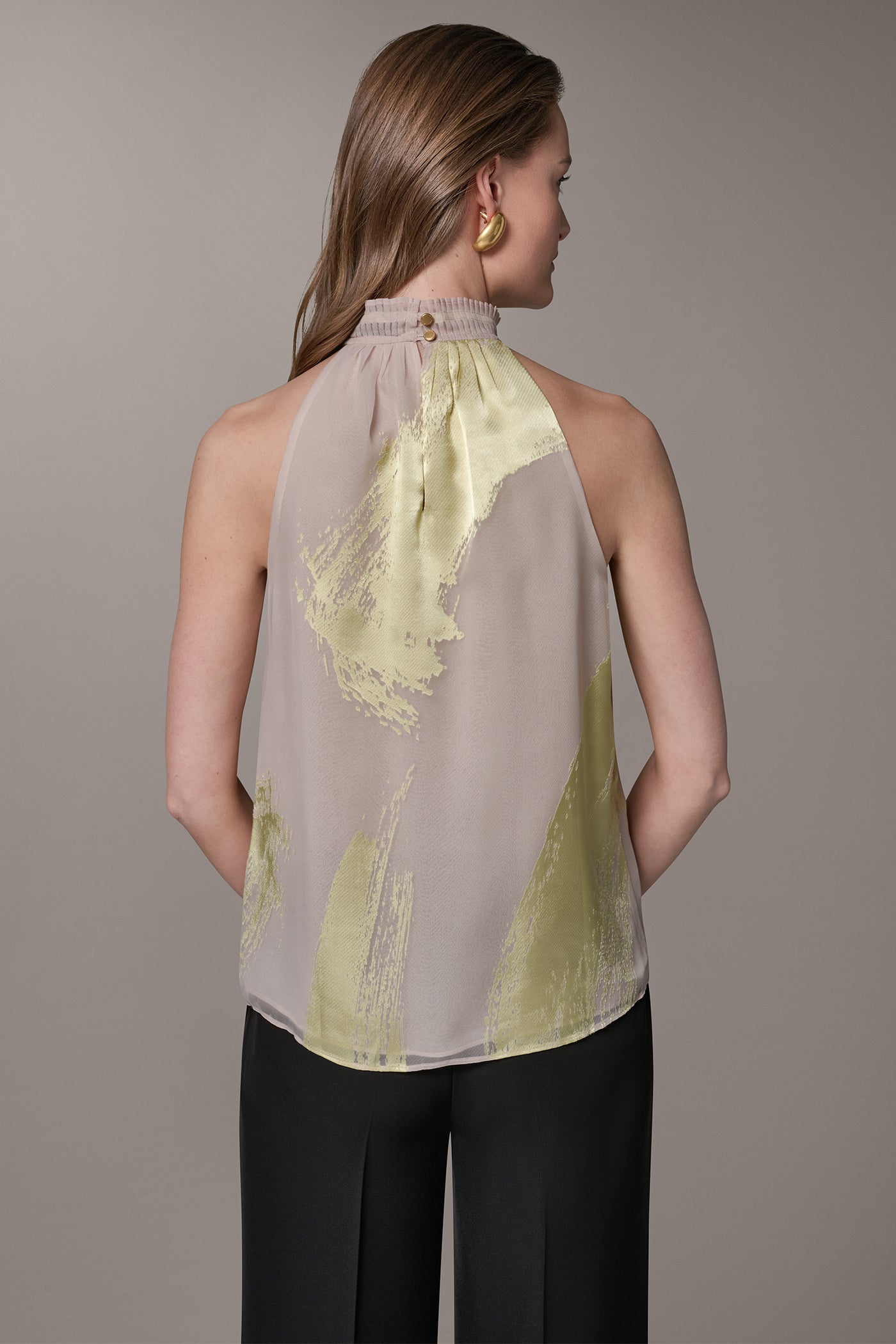Donna Karan | SLEEVELESS METALLIC BRUSHSTROKE BLOUSE
