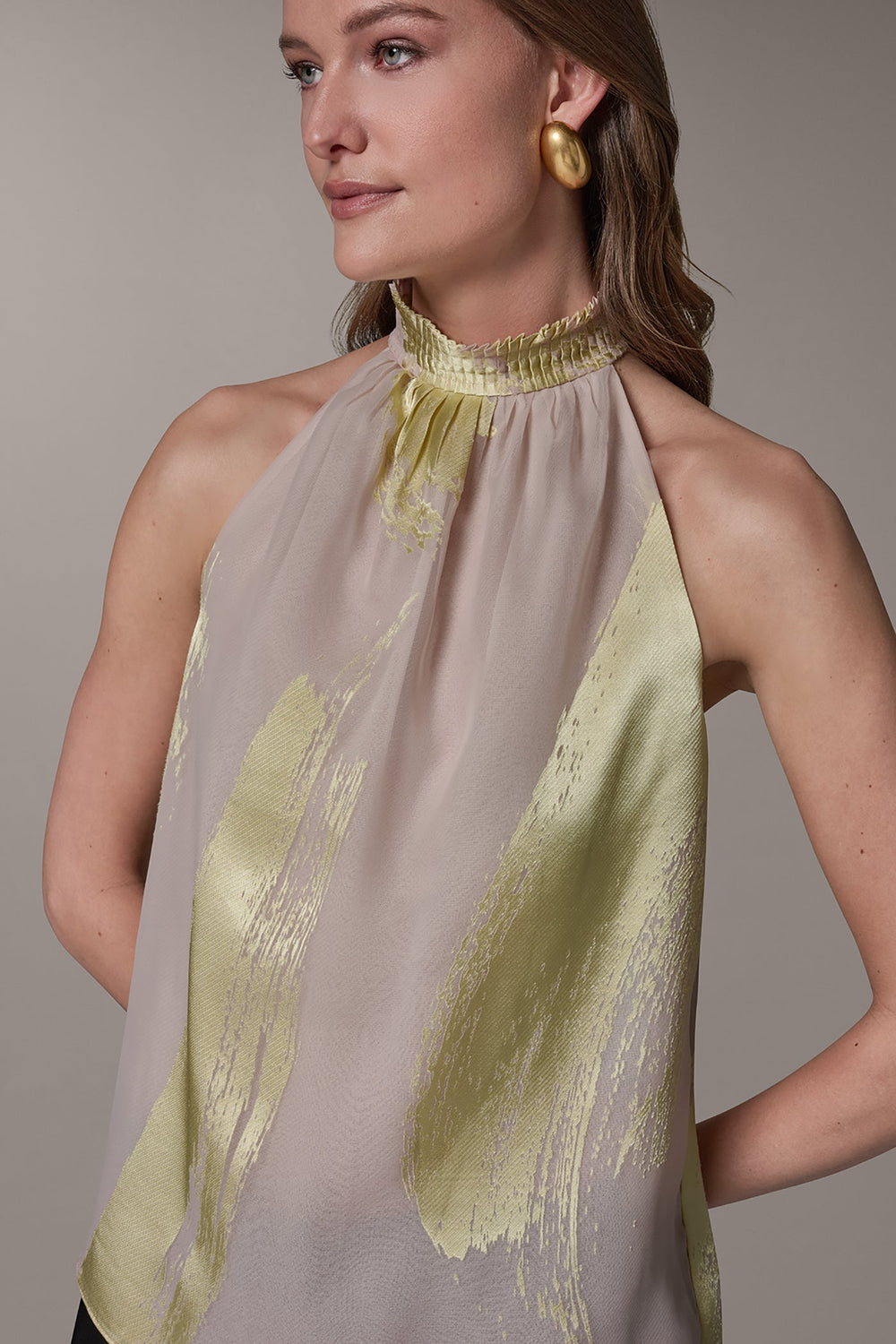Donna Karan | SLEEVELESS METALLIC BRUSHSTROKE BLOUSE