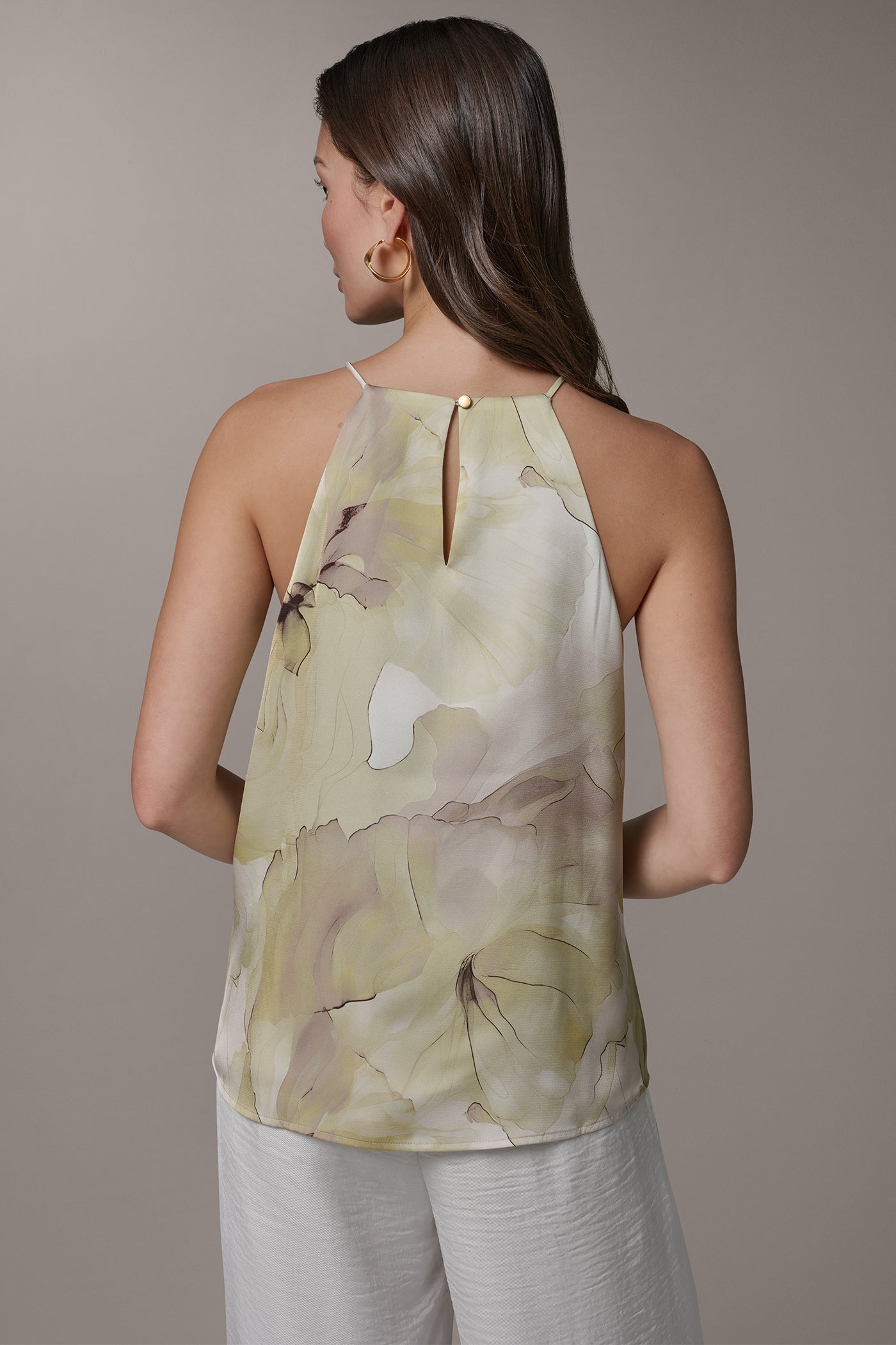 Donna Karan | SLEEVELESS FLORAL HALTER TOP